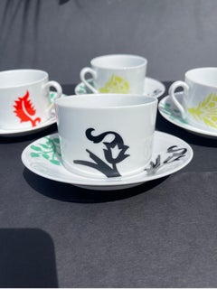 Ettore Sottsass for Swid Powell “Renaissance” Cup & Saucer, Set of 4
