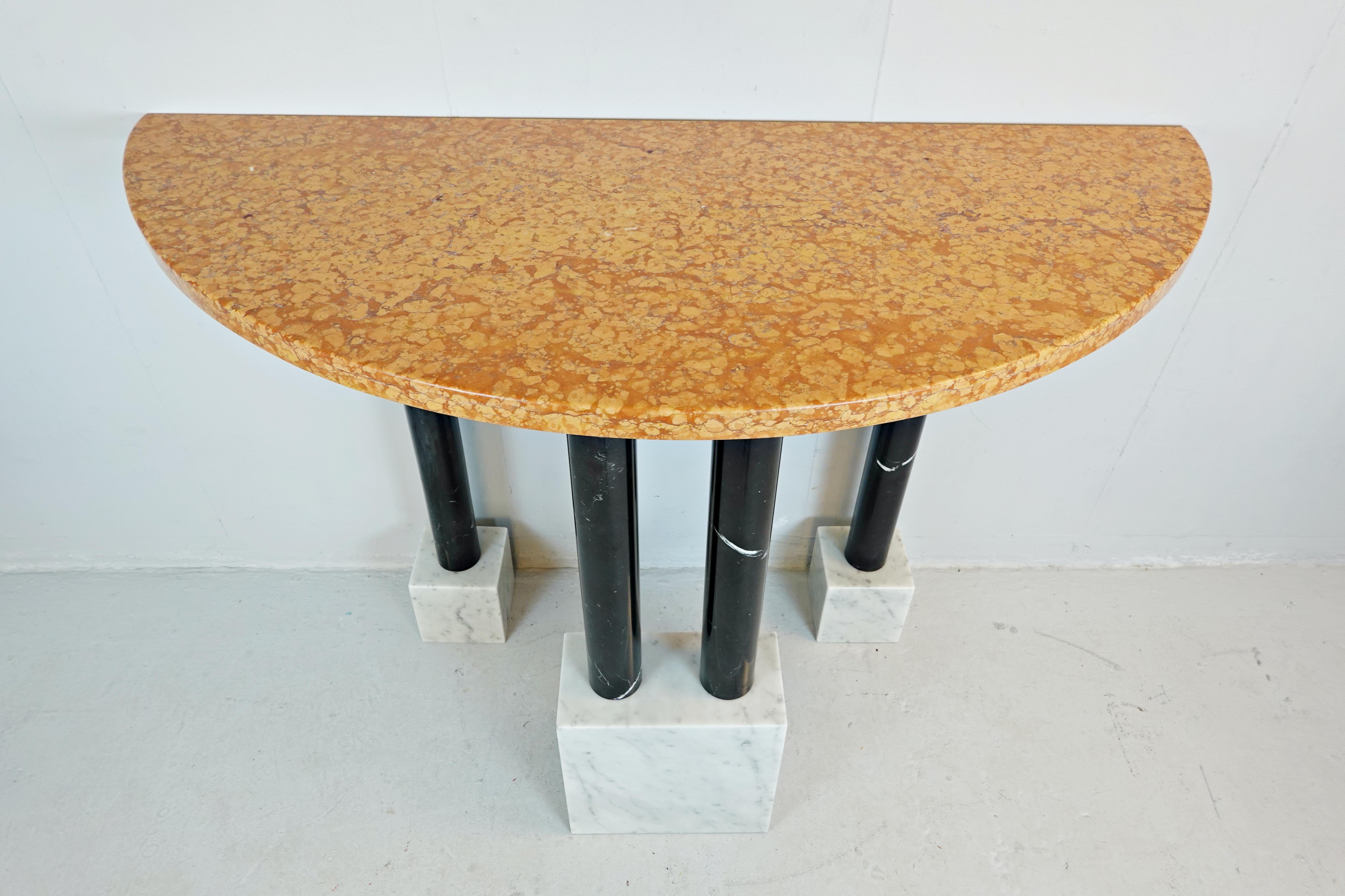 Ettore Sottsass for Ultima Edizione Italian marble console table, 1980s.