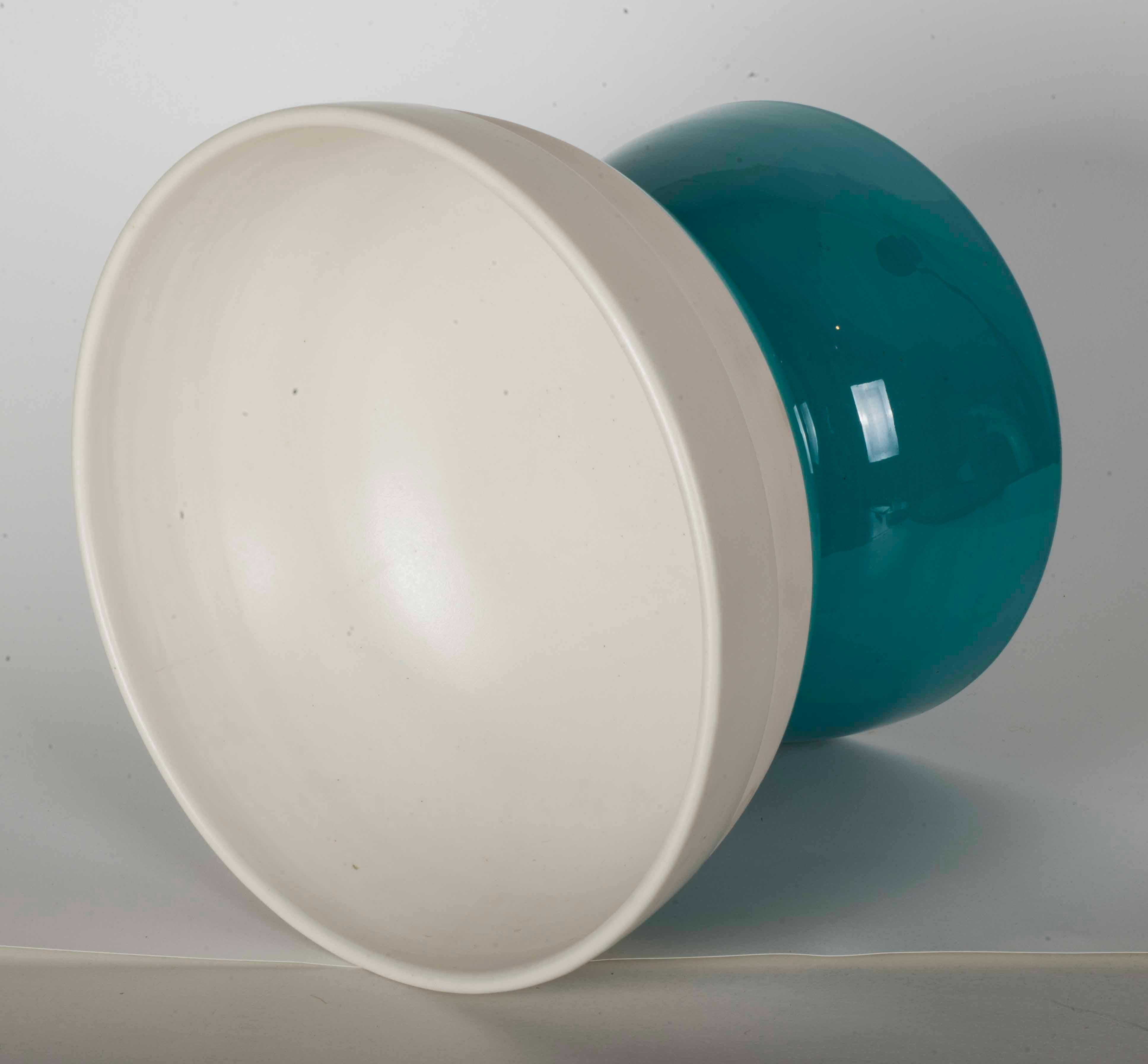Ettore Sottsass Green and White Ceramic Vase Bolo Bowl For Sale 4
