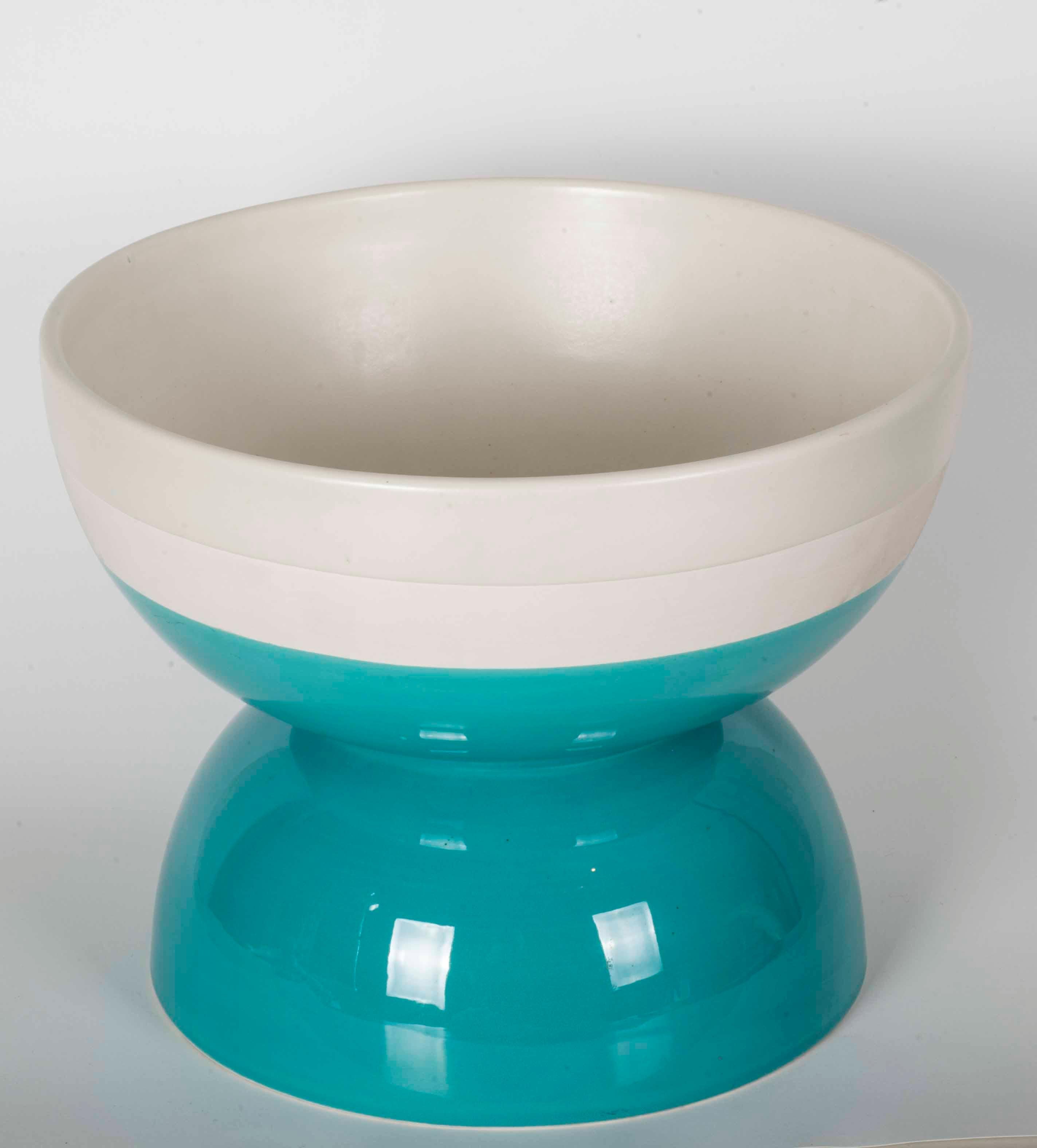 Ettore Sottsass half green and half white ceramic vase Bolo bowl.