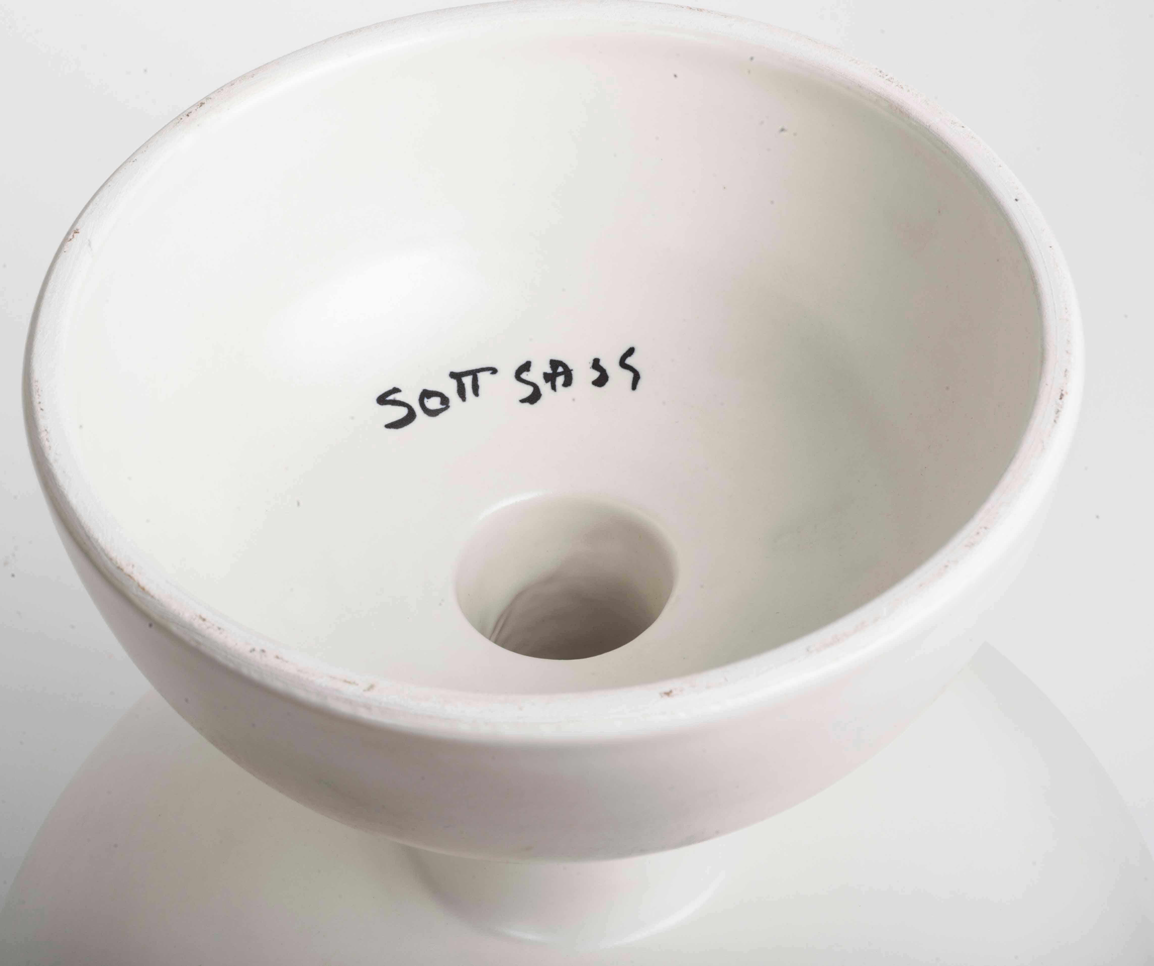 Ettore Sottsass Green and White Ceramic Vase 