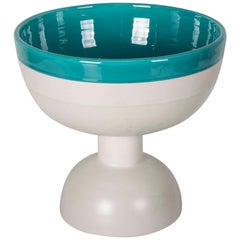 Ettore Sottsass Green and White Ceramic Vase "Bolo Bowl"