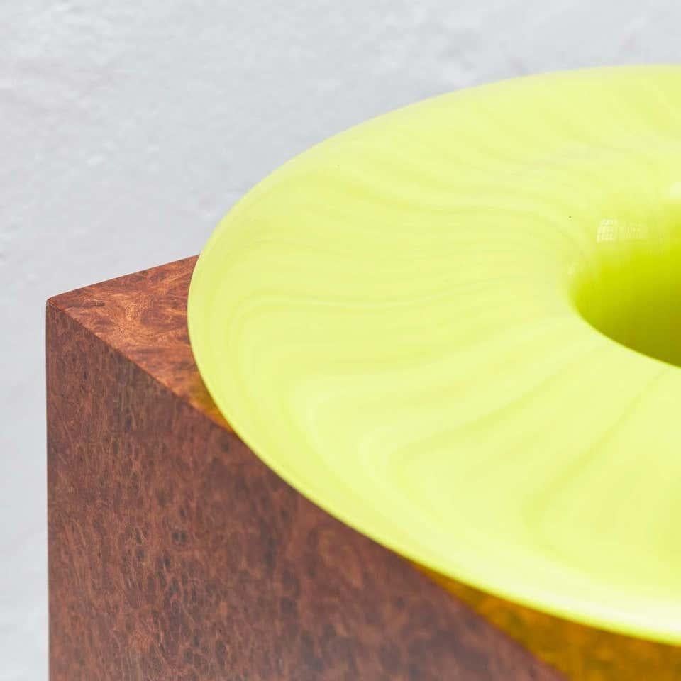 Ettore Sottsass H Limited Edition Vase in Wood and Murano Glass for Flowers For Sale 1