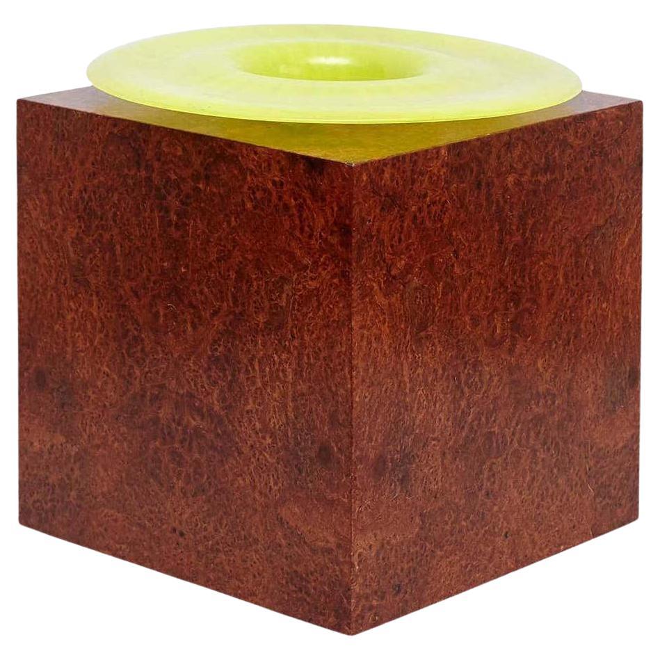 Ettore Sottsass H Limited Edition Vase in Wood and Murano Glass for Flowers