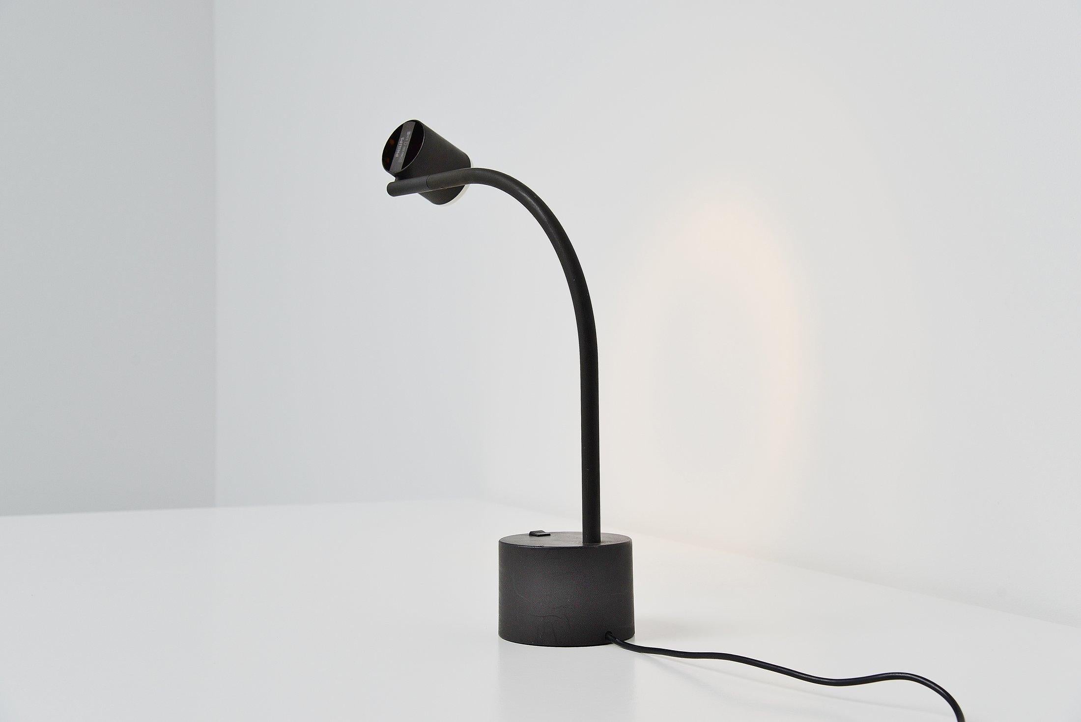 Ettore Sottsass Halo Click 2 Table Lamp Black Philips 1988 In Good Condition For Sale In Roosendaal, Noord Brabant