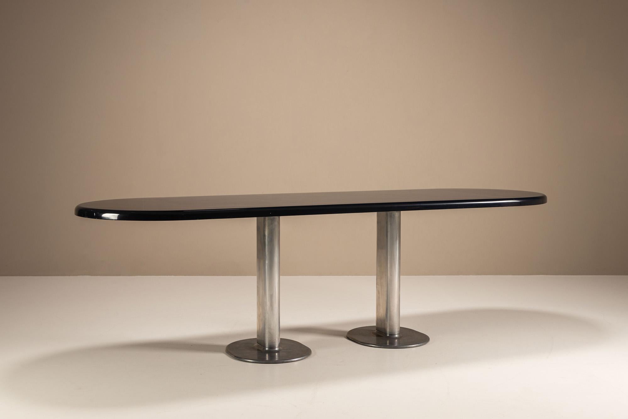 Post-Modern Ettore Sottsass ‘Harlow’ Dining Table for Poltronova in Dark Blue Lacquer For Sale