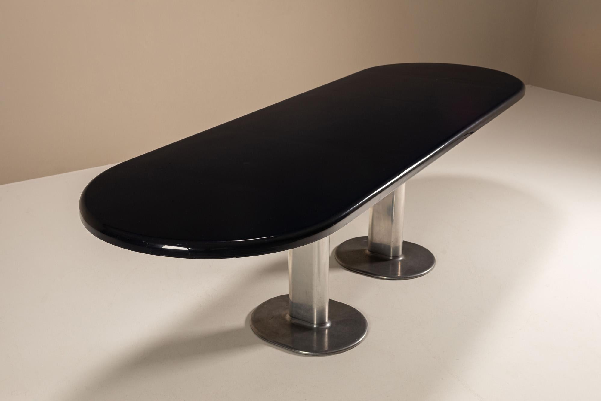 Italian Ettore Sottsass ‘Harlow’ Dining Table for Poltronova in Dark Blue Lacquer For Sale