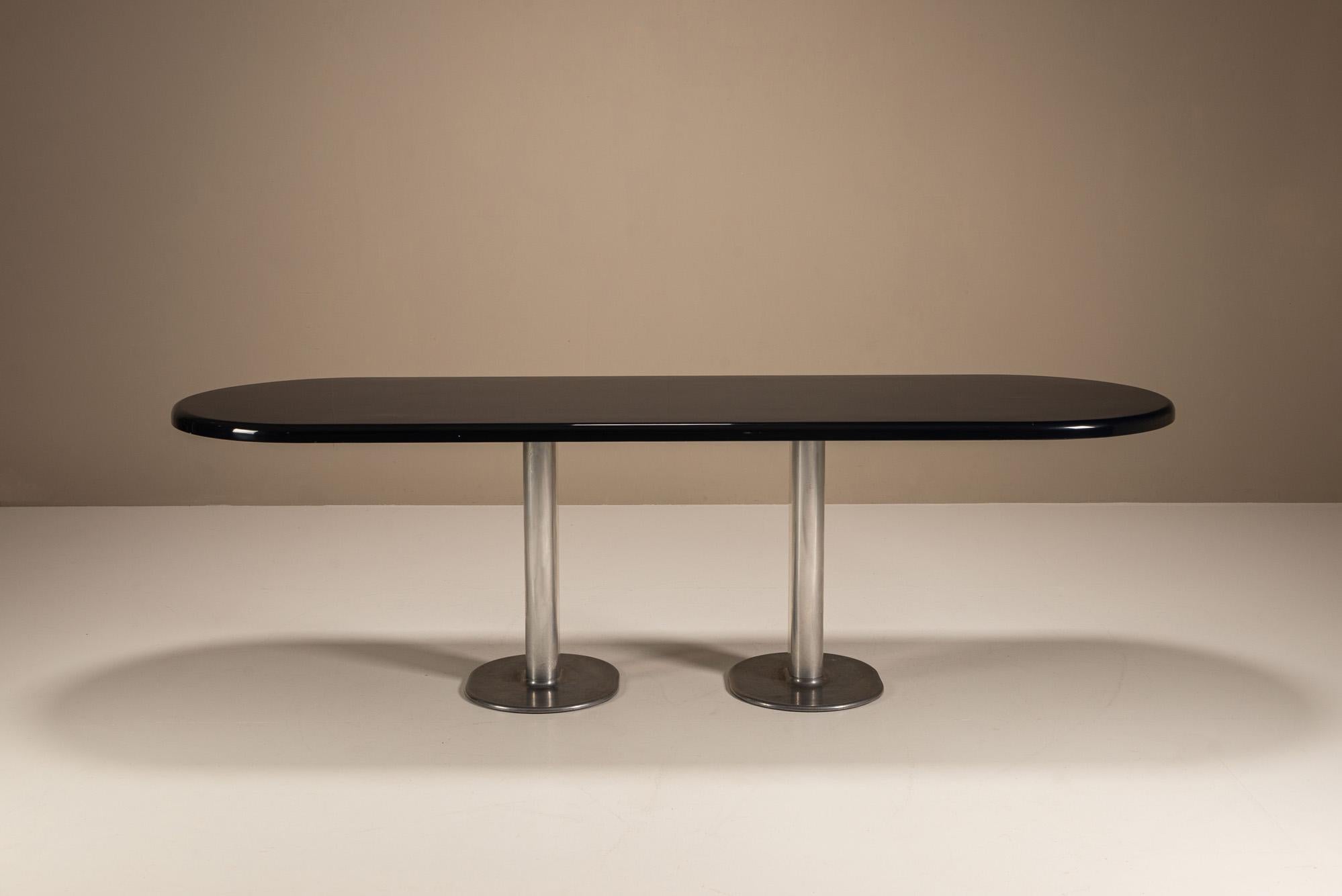 Late 20th Century Ettore Sottsass ‘Harlow’ Dining Table for Poltronova in Dark Blue Lacquer For Sale