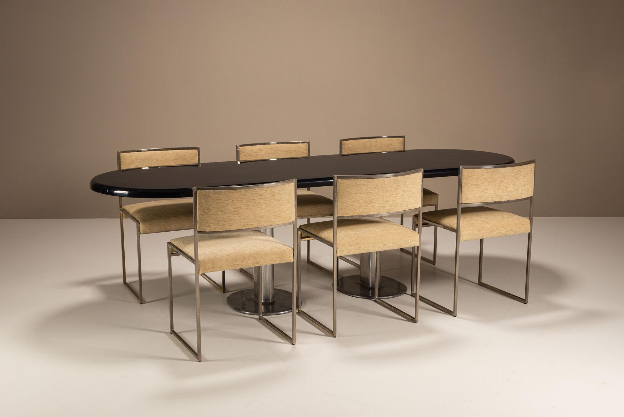 Steel Ettore Sottsass ‘Harlow’ Dining Table for Poltronova in Dark Blue Lacquer For Sale