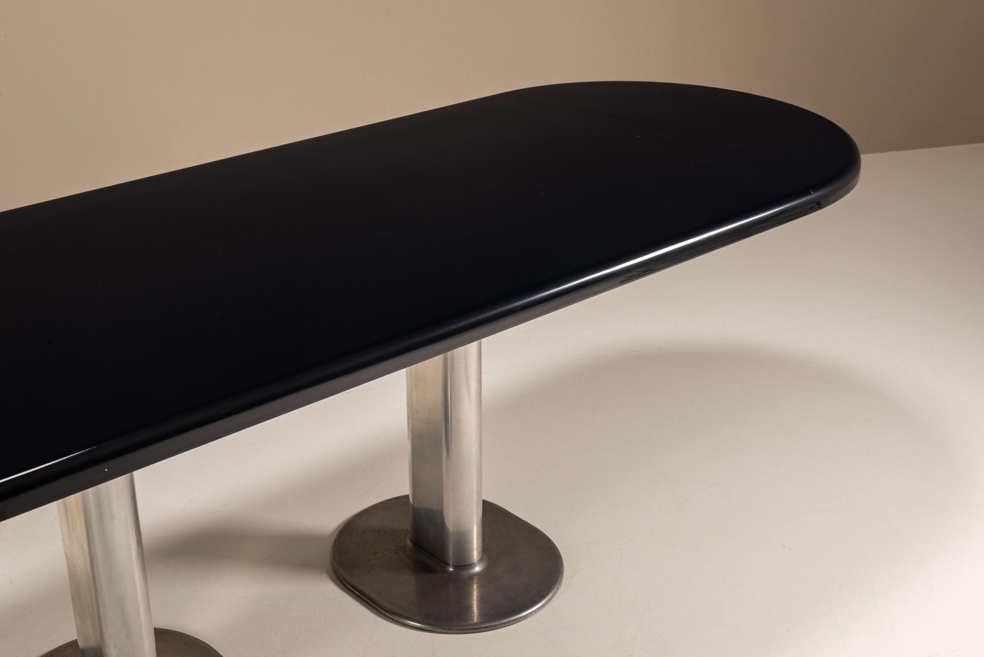 Ettore Sottsass ‘Harlow’ Dining Table for Poltronova in Dark Blue Lacquer For Sale 1