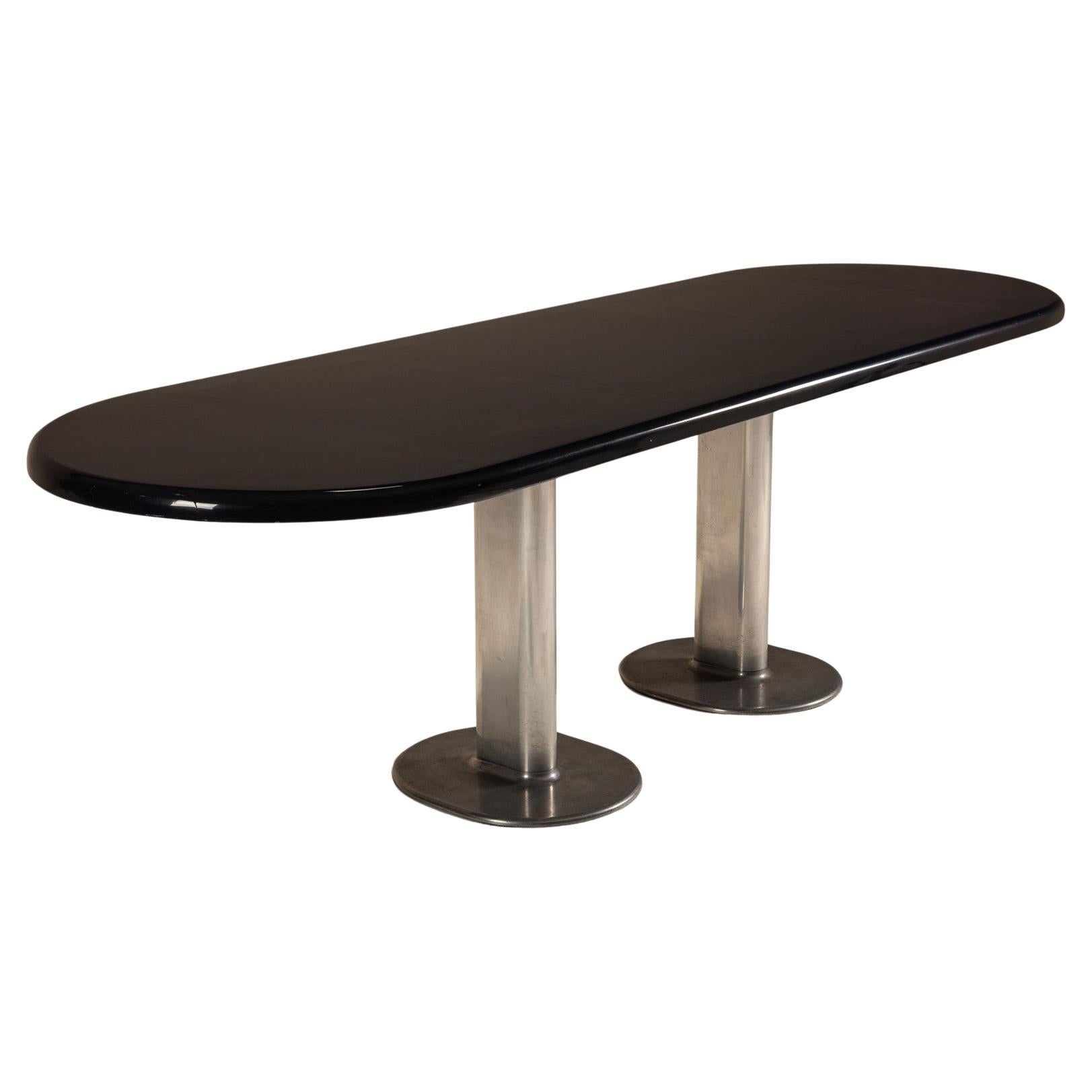 Ettore Sottsass ‘Harlow’ Dining Table for Poltronova in Dark Blue Lacquer For Sale