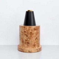 Ettore Sottsass I Vaso in edizione limitata in legno e vetro di Murano per fiori