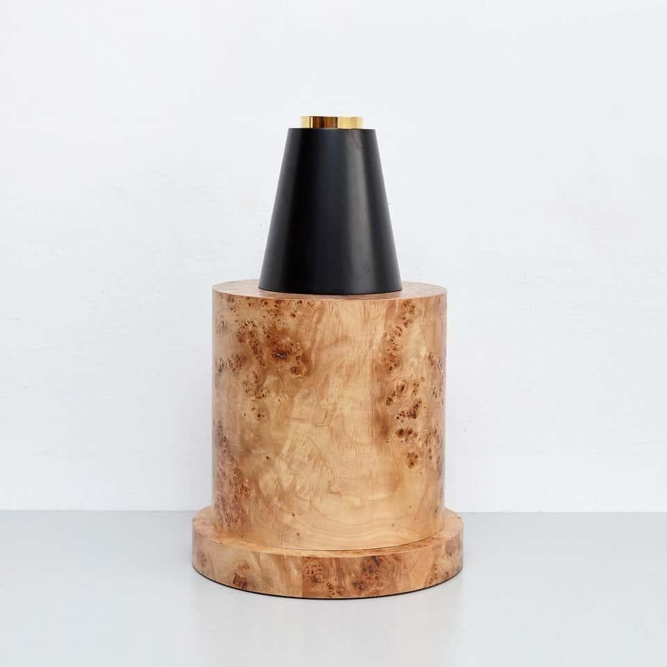 Ettore Sottsass I, Vase aus Holz und Muranoglas für Blumen, limitierte Auflage (Moderne) im Angebot