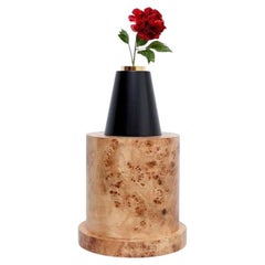 Ettore Sottsass I Limited Edition Vase in Wood and Murano Glass for Flowers