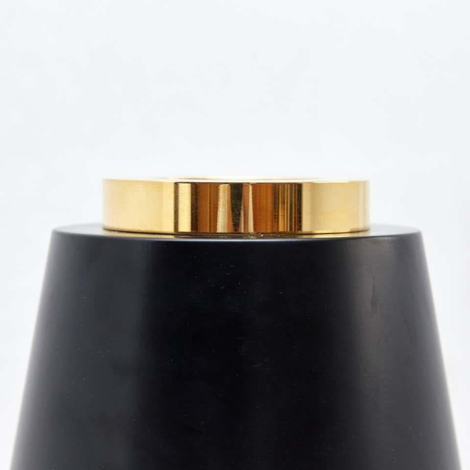 Brass Ettore Sottsass I Limited Edition Vase in Wood and Murano Glass for Flowers For Sale