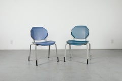 Ettore Sottsass Inspired Perforated Metal Stacking Chairs