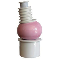 Ettore Sottsass Italian Pink and White Ceramic Vase for Memphis Model Nilo, 1983