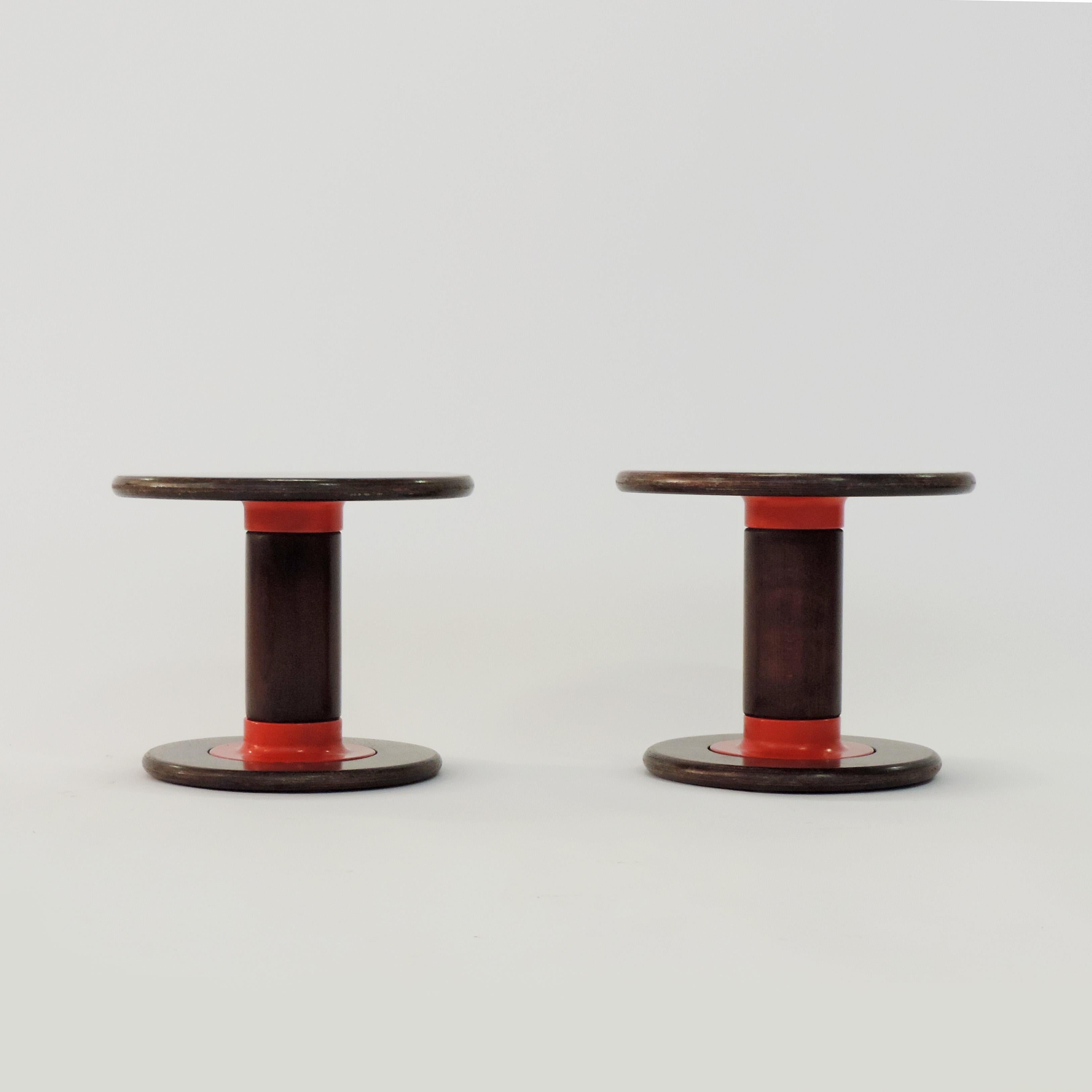 Wood Ettore Sottsass Jr. Pair of Rocchettone Side Tables for Poltronova, Italy, 1964