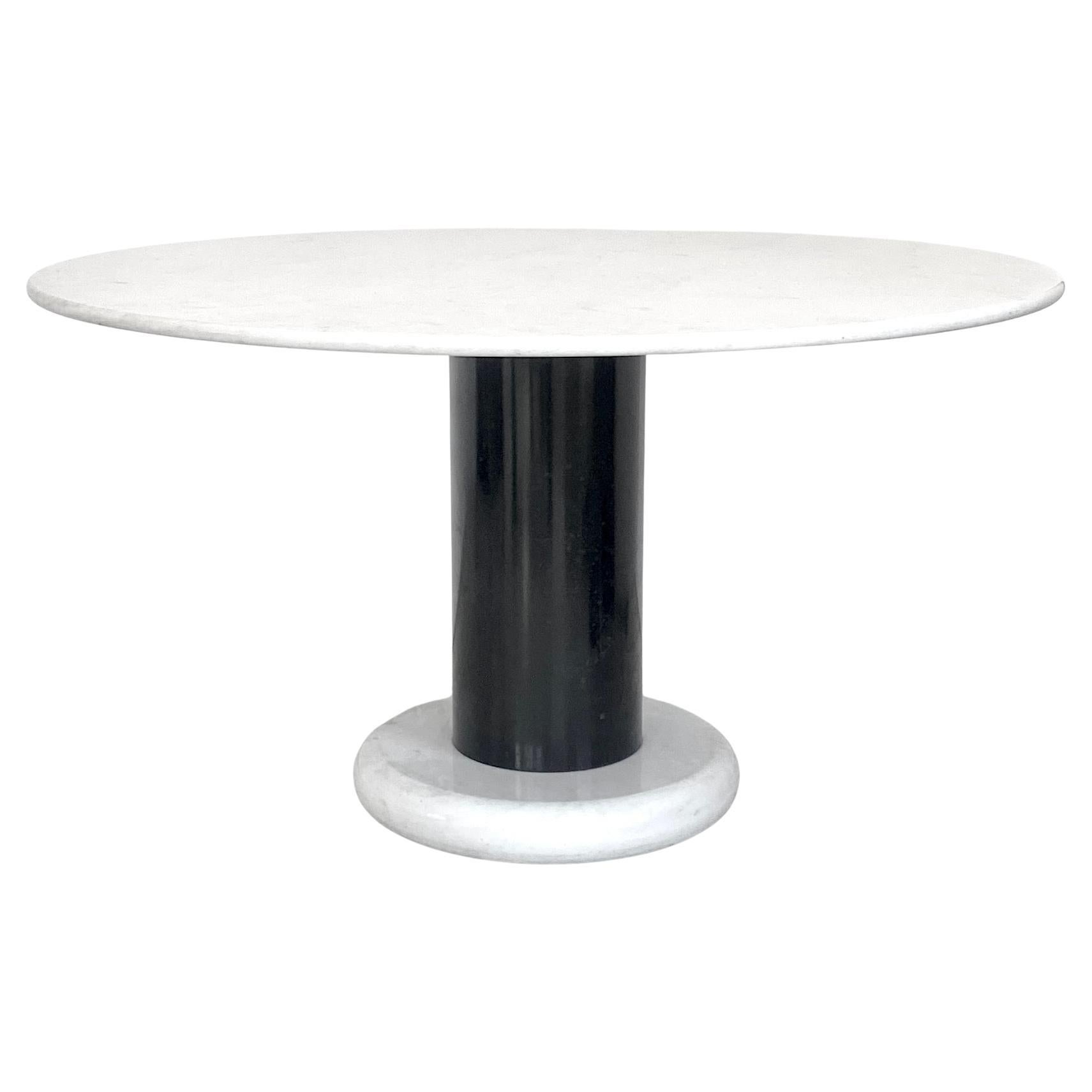 Ettore Sottsass Loto Rosso Polotronova White and Black Round Marble Dining Table