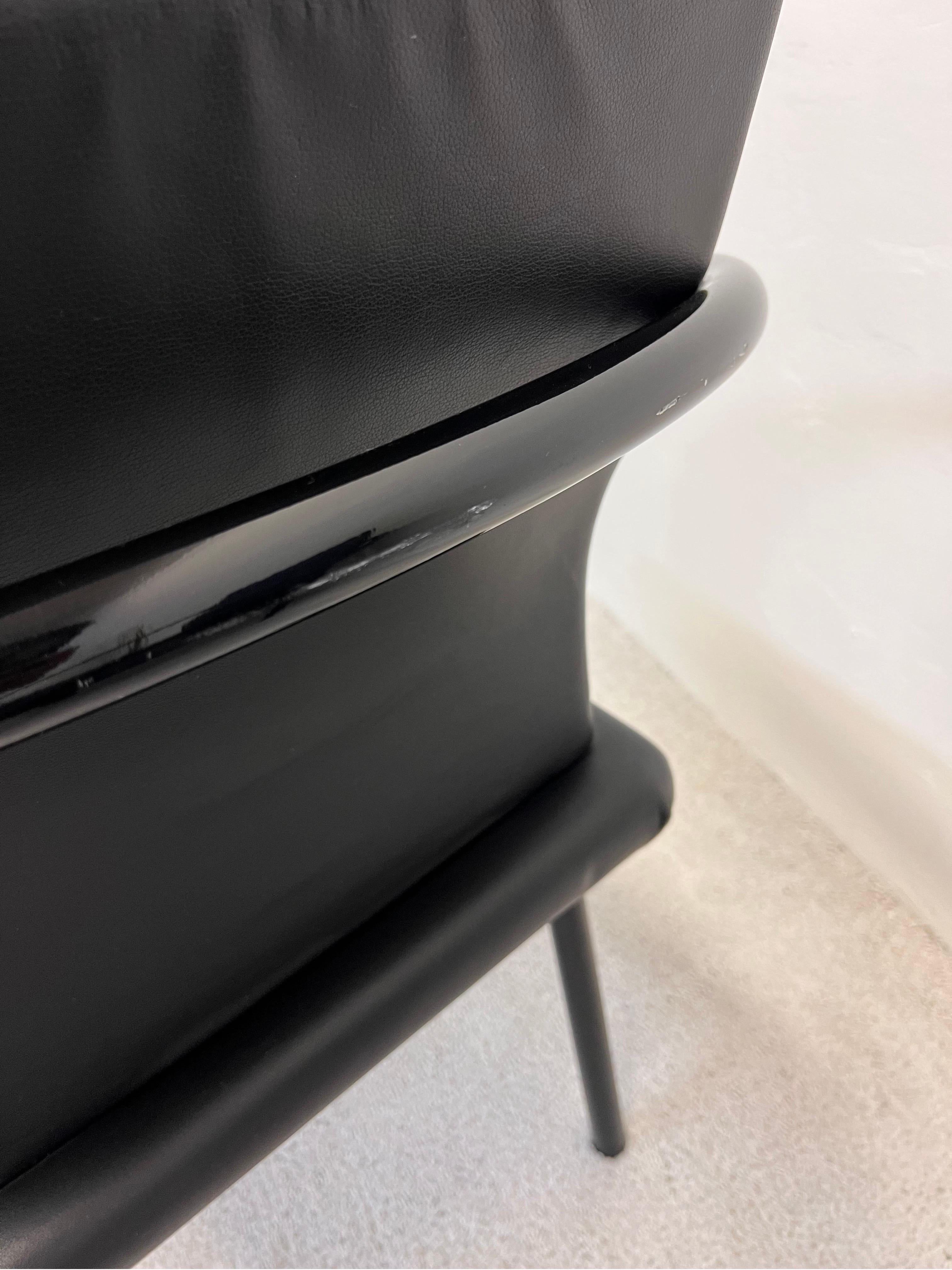 Esszimmerstühle aus schwarzem Mandarinleder von Ettore Sottsass für Knoll, ein Paar im Angebot 4