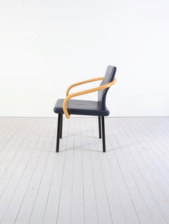 Ettore Sottsass Mandarin Chair with Bamboo Armrests for Knoll Int.