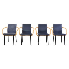 Ettore Sottsass Mandarin Chairs with Bamboo Armrests for Knoll Int, Set of 4
