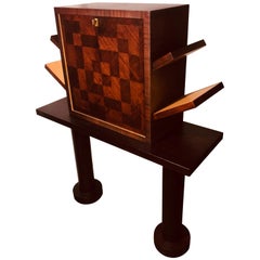 Vintage Ettore Sottsass Maple and Mahogany Secretaire, Carlton Shelf Style, Italy, 1980