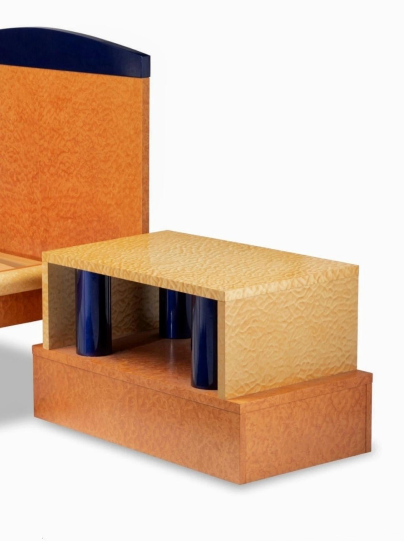 Cama y mesilla de noche de Ettore Sottsass y Marco Zanini para Leitner Colección Donau Posmoderno en venta
