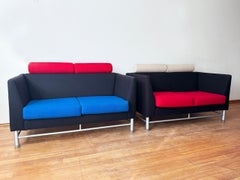 Ettore Sottsass Memphis Knoll 80s Eastside Two Sofas +1 Lounge Chair, SET 3 PCS