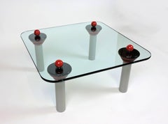 Ettore Sottsass Memphis Style Glass Coffee Table Postmodern