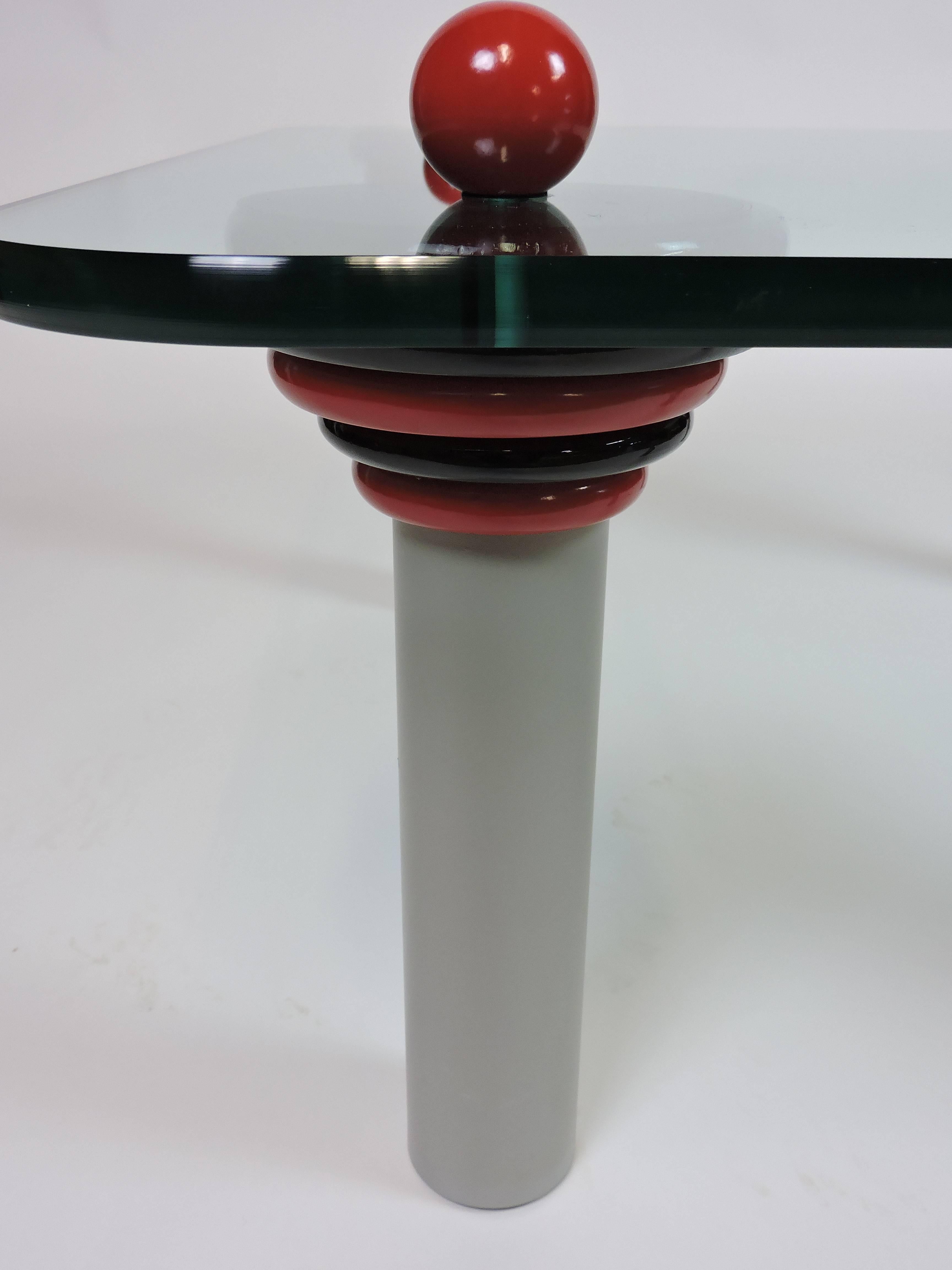 Unknown Ettore Sottsass Memphis Style Glass Coffee Table Postmodern
