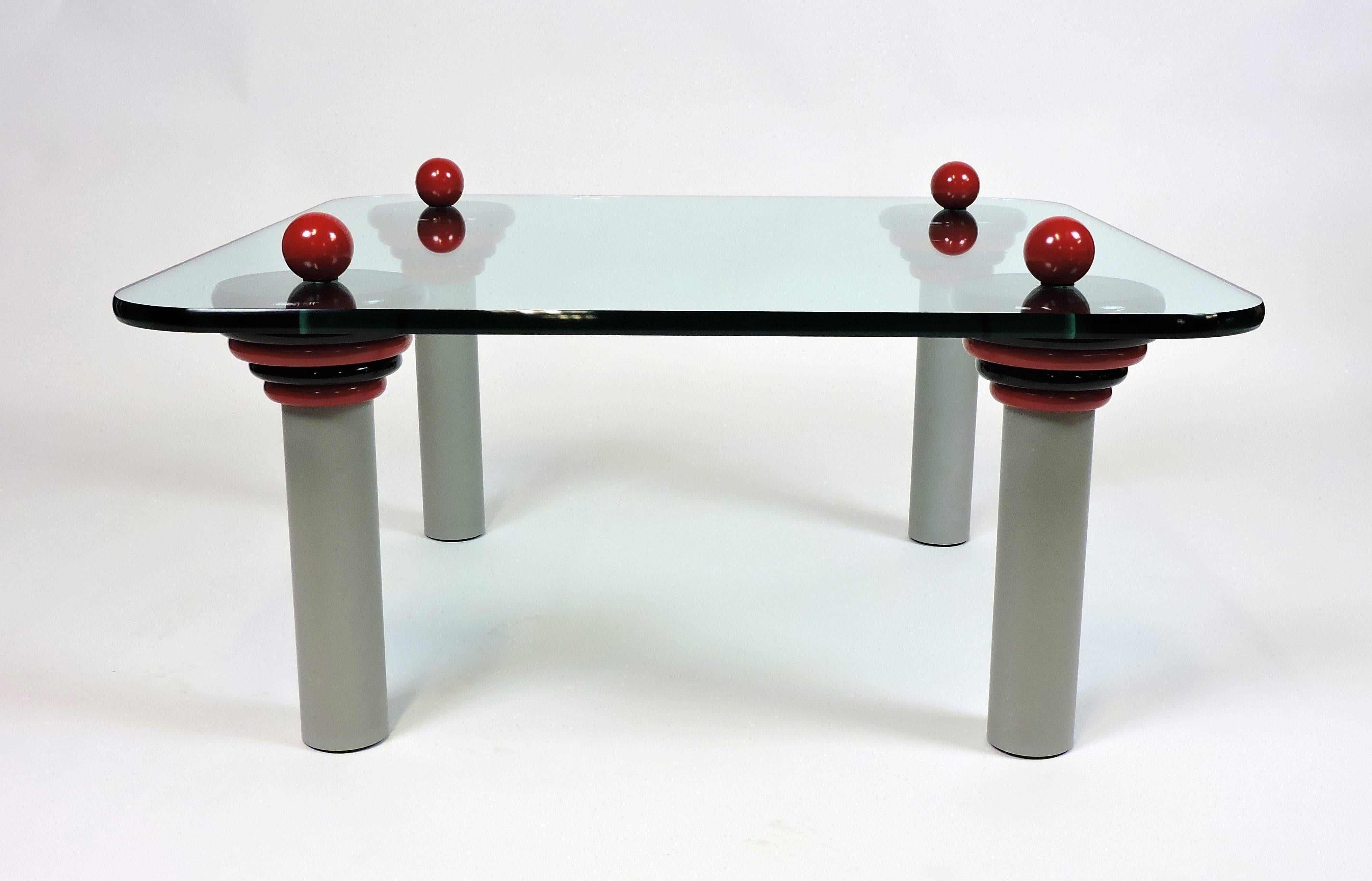 Late 20th Century Ettore Sottsass Memphis Style Glass Coffee Table Postmodern