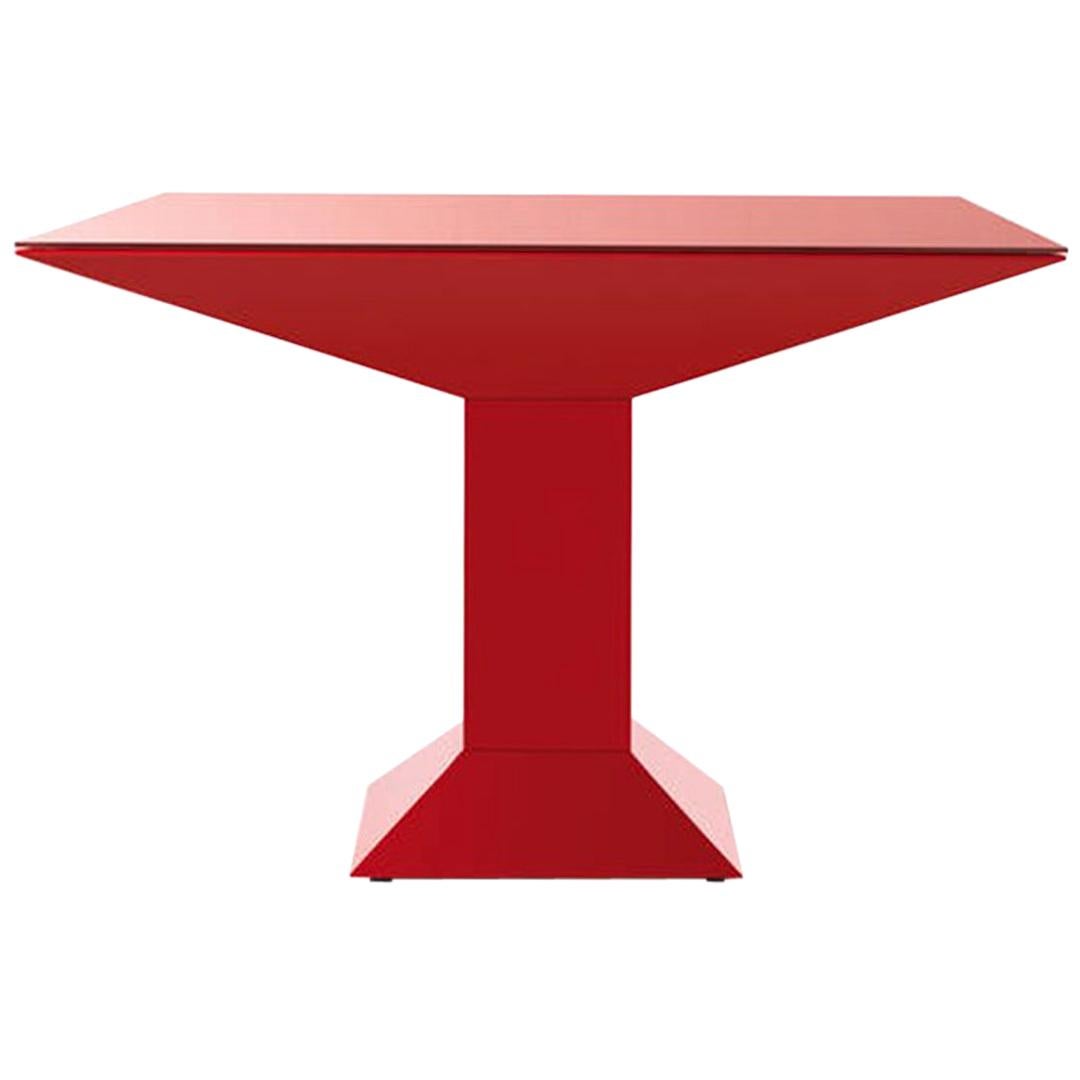 Ettore Sottsass Mettsass Red Metal and Glass Table