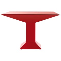 Tavolo in metallo e vetro rosso Ettore Sottsass Mettsass