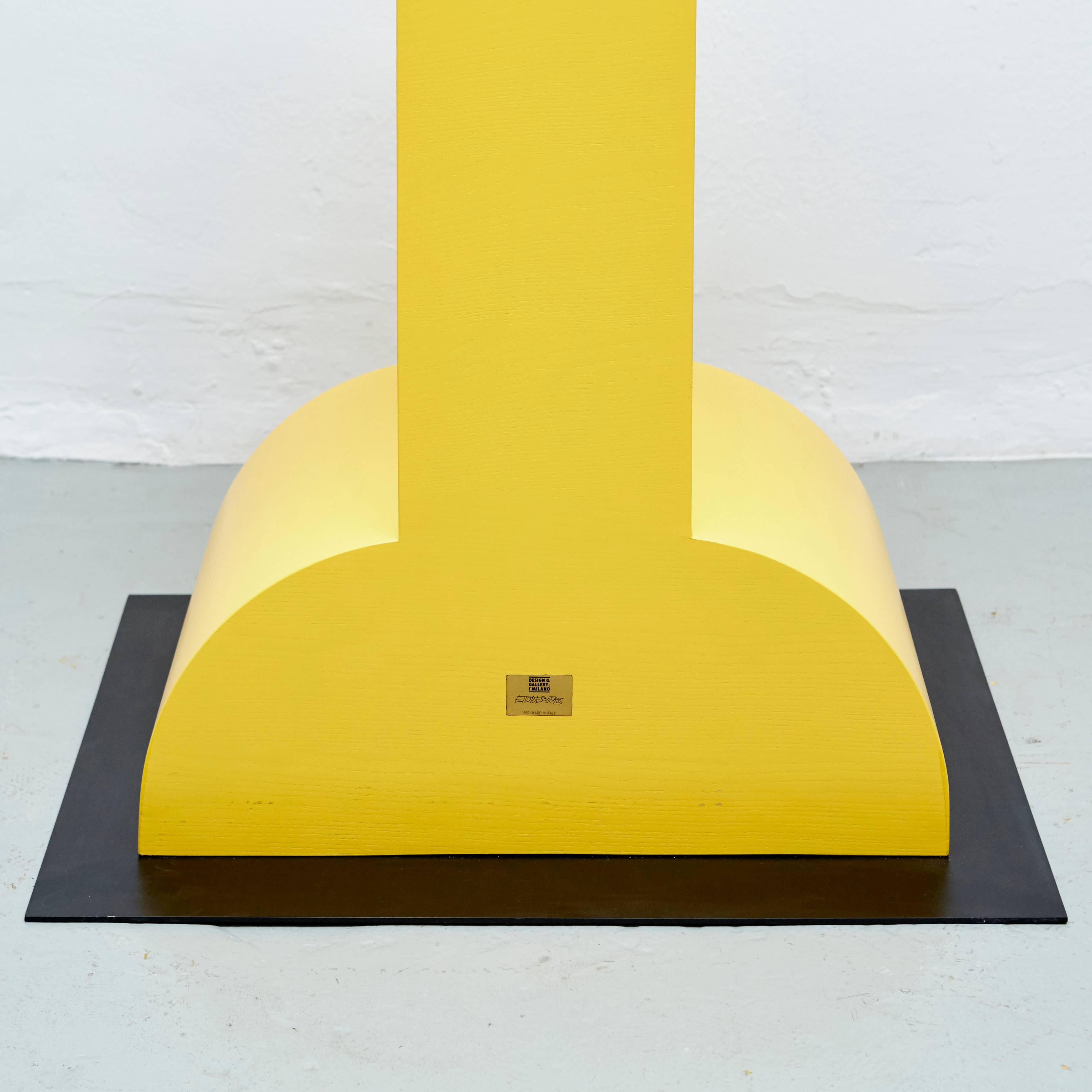 Base Metal Ettore Sottsass Missionario Yellow Memphis Pedestal by Design Gallery Milano, 92