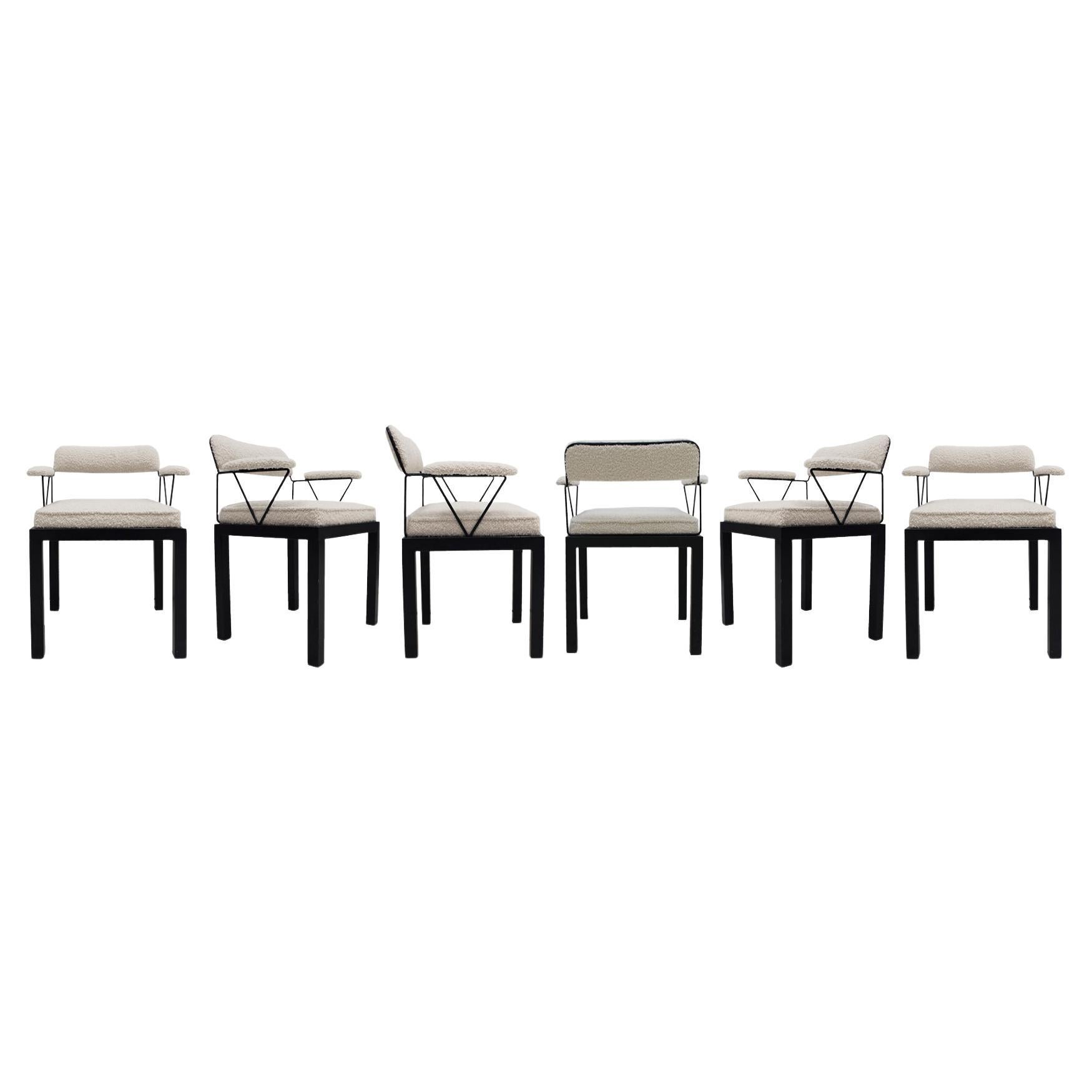 Ettore Sottsass Model "Lodge" Italian 1986 Set of Six Chairs For Sale