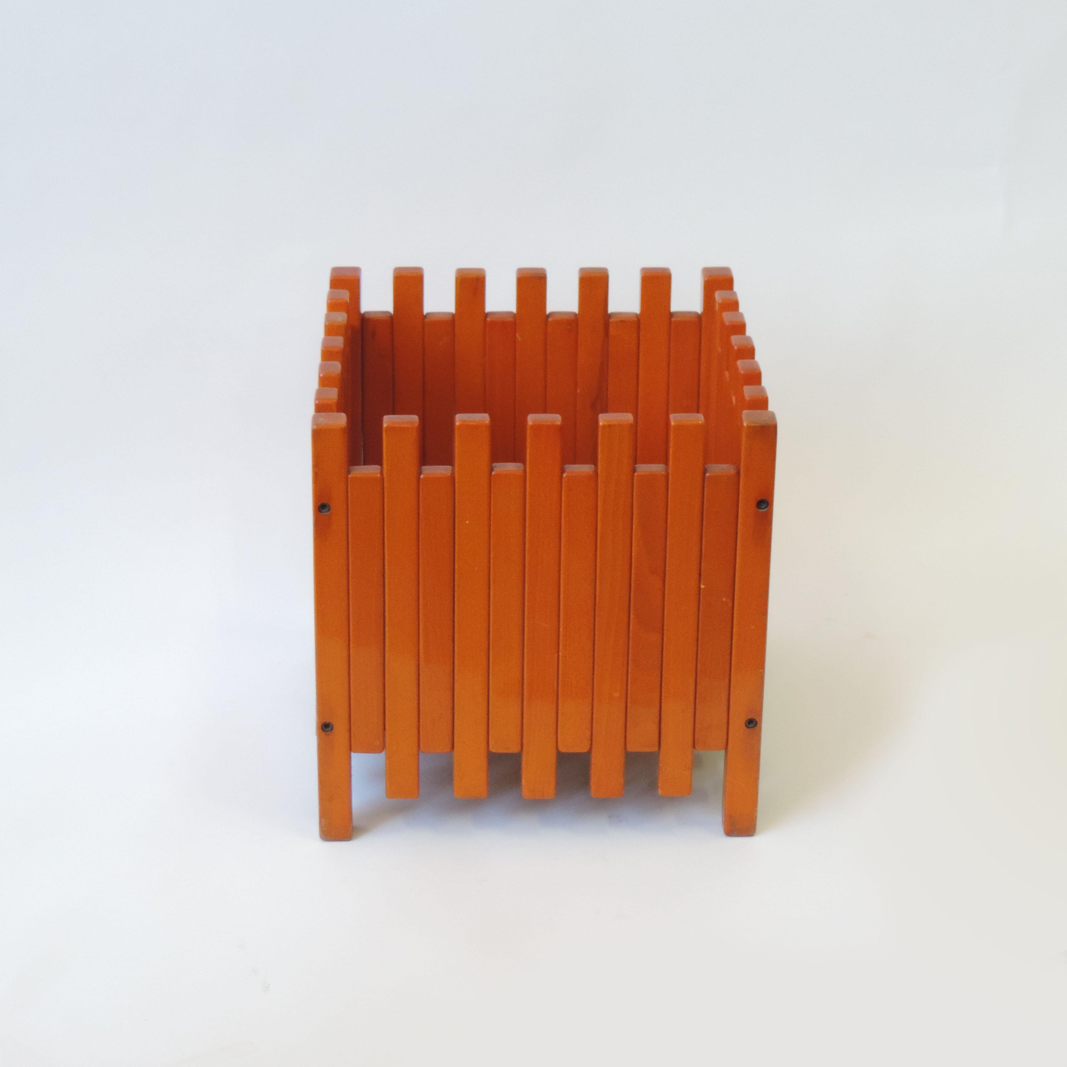 Ettore Sottsass orange stained wood planter for Poltronova, Italy, 1961.