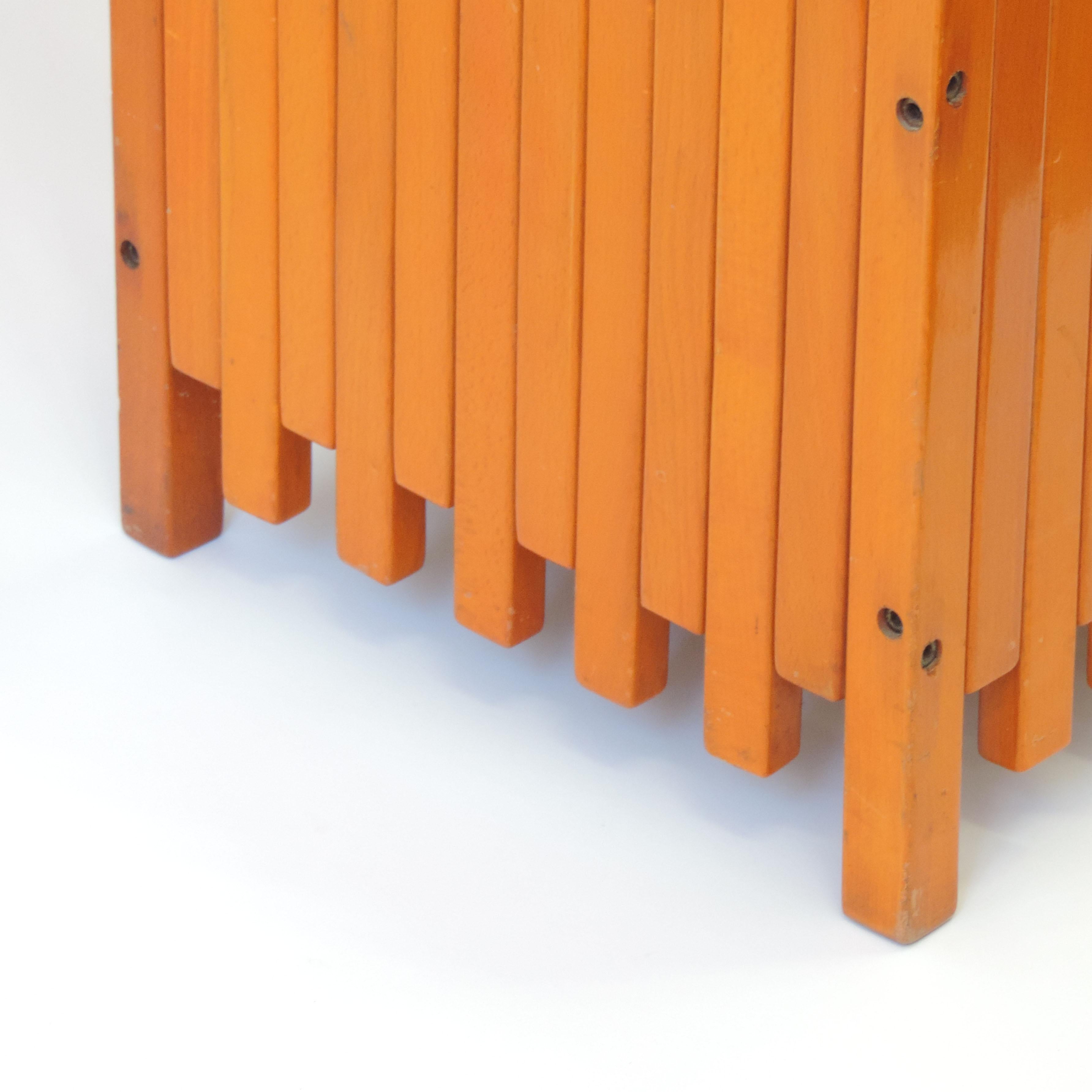 Mid-Century Modern Ettore Sottsass Orange Stained Wood Planter for Poltronova, Italy, 1961