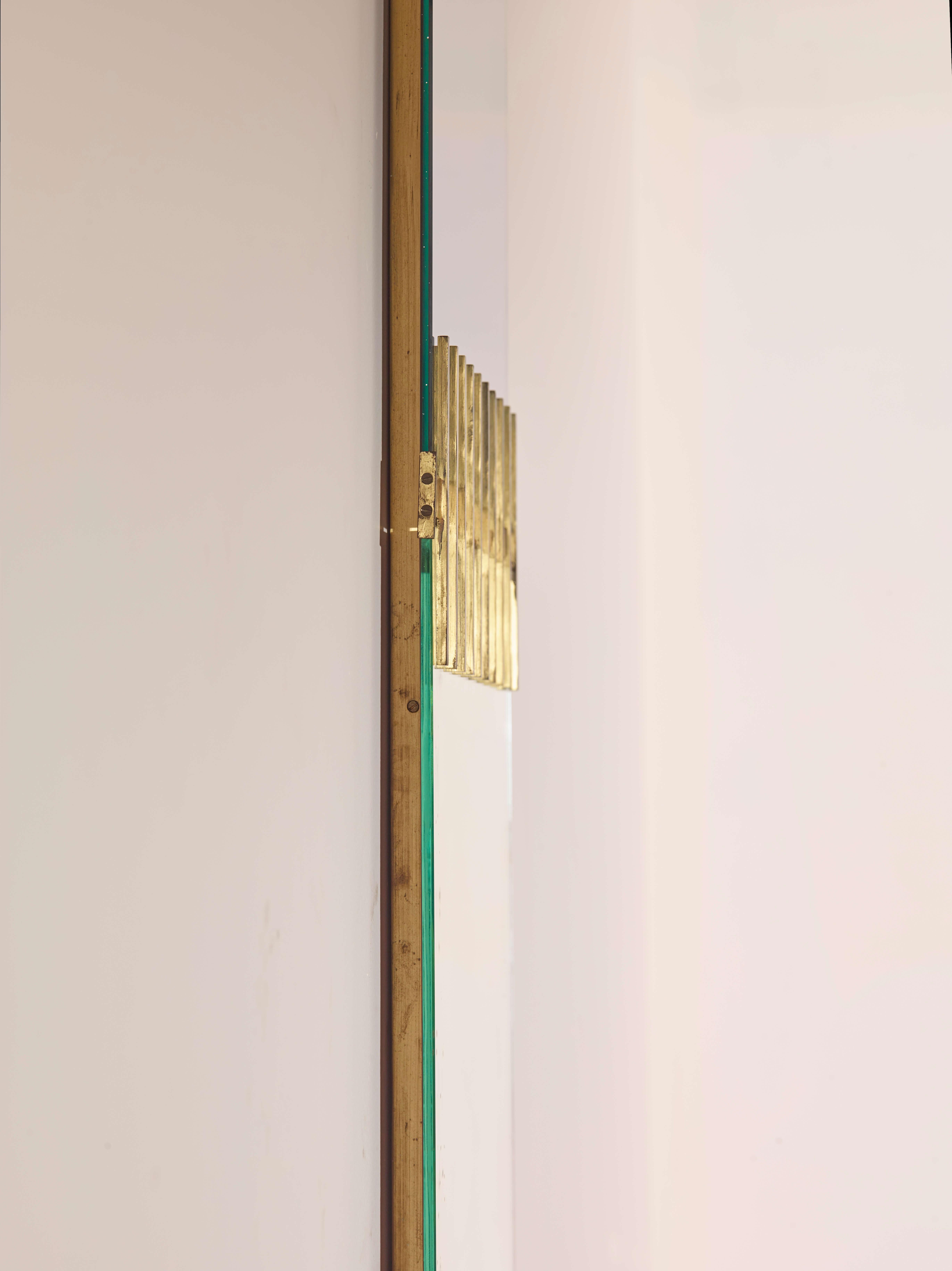 Laiton Miroir original de la première édition d'Ettore Sottsass par Santambrogio & De Berti, 1958 en vente