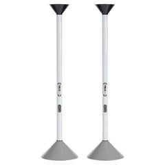 Ettore Sottsass Pair of ''Callimaco'' Floor Lamps by Artemide Grey White Black