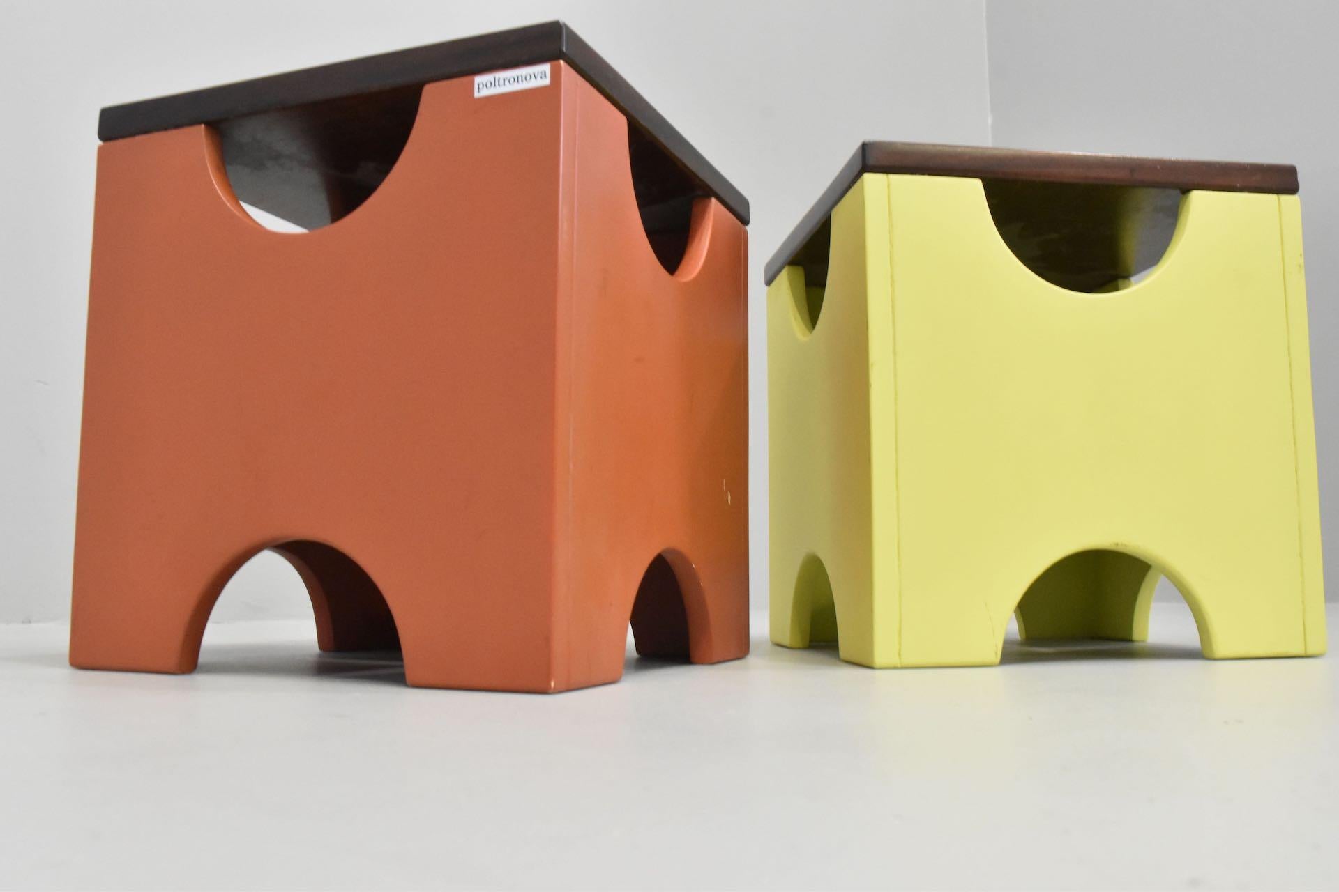 Ettore Sottsass Pair of Dado Stools Mod. T29 for Poltronova In Excellent Condition For Sale In Rovereta, SM