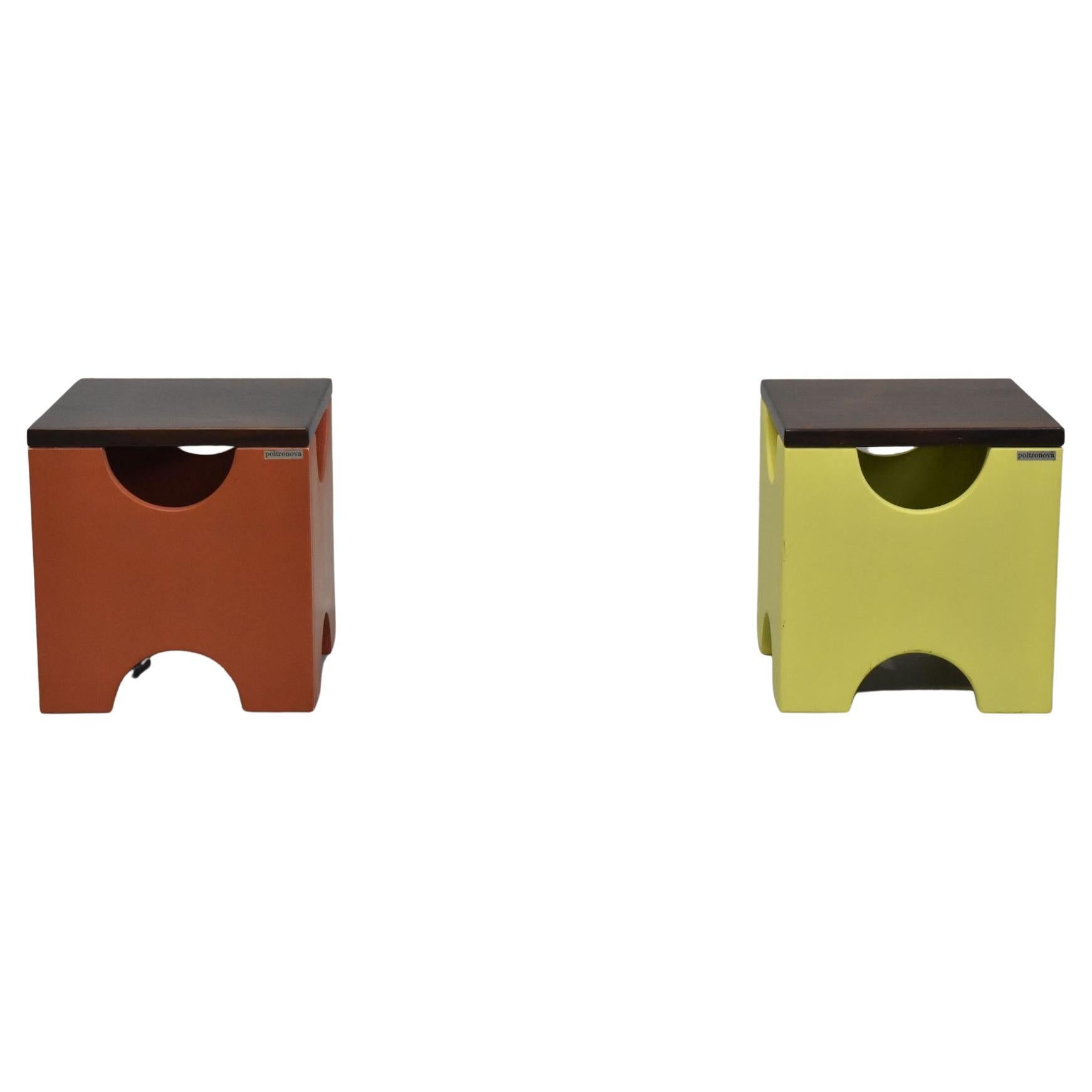Ettore Sottsass Pair of Dado Stools Mod. T29 for Poltronova For Sale