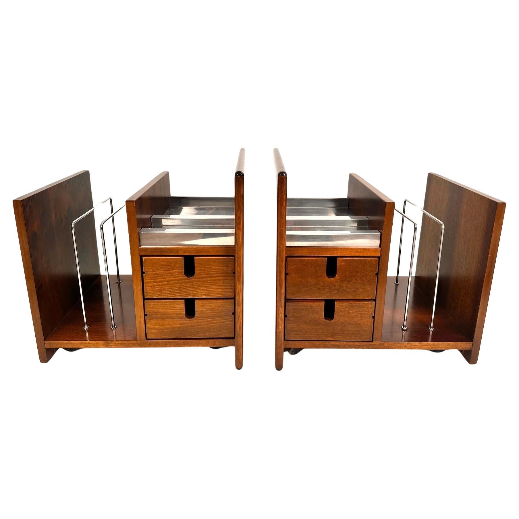 Ettore Sottsass Pair of  Side Tables/Magazine Racks.Italy 1970s For Sale