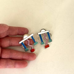 Ettore SOTTSASS Paire de boucles d’oreille Fulmine vers 1985 série Memphis ACME