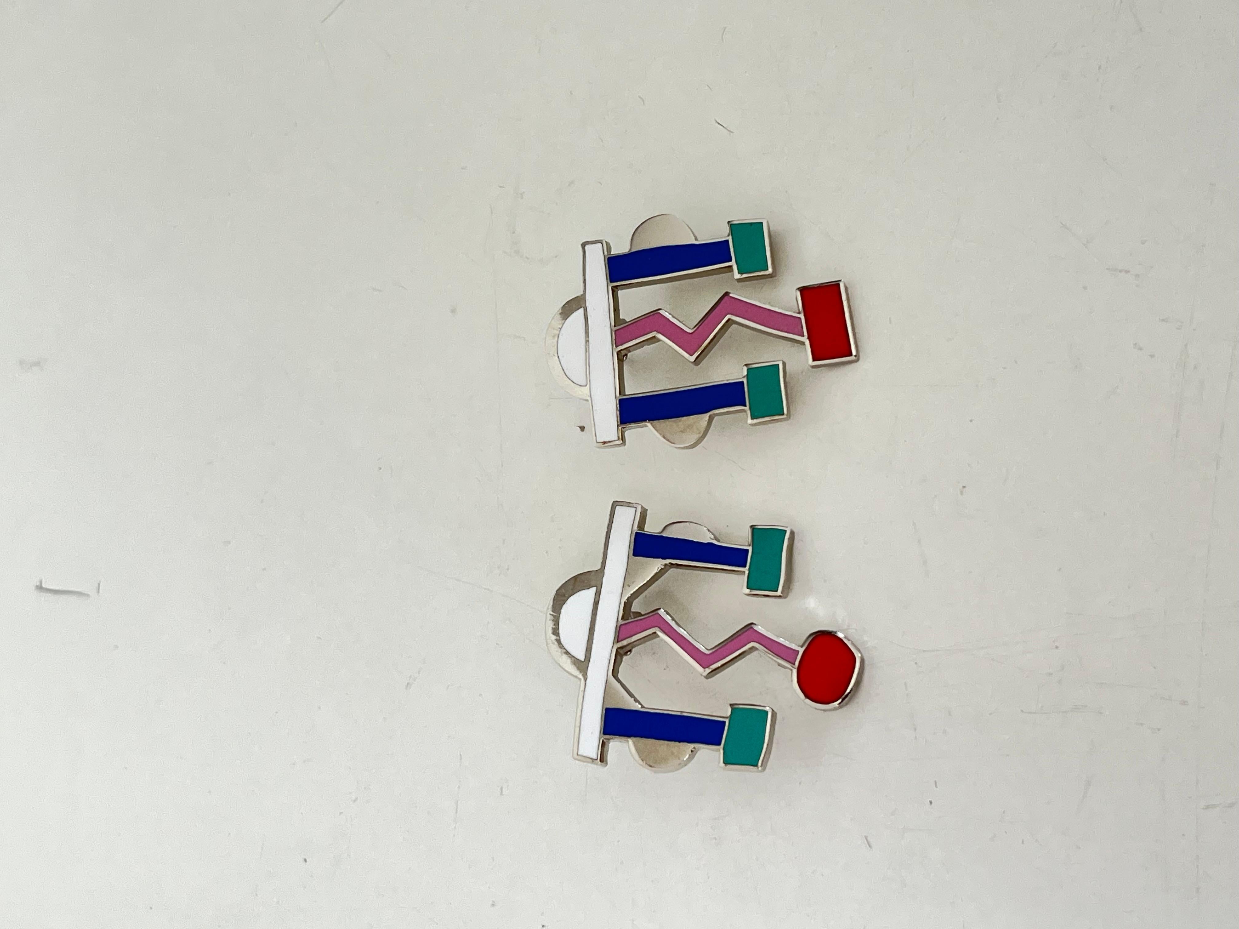 Italian Ettore SOTTSASS Paire de boucles d’oreille Fulmine vers 1985 série Memphis ACME For Sale