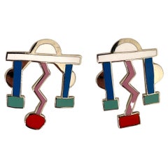 Ettore SOTTSASS Paire de boucles d’oreille Fulmine vers 1985 série Memphis ACME