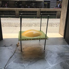 Ettore Sottsass "Palafitta" Lampada da tavolo in ottone e plexiglas, 1957, Italia