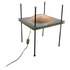 Ettore Sottsass "Palafitta" Lampada da tavolo in ottone e plexiglas, 1957, Italia