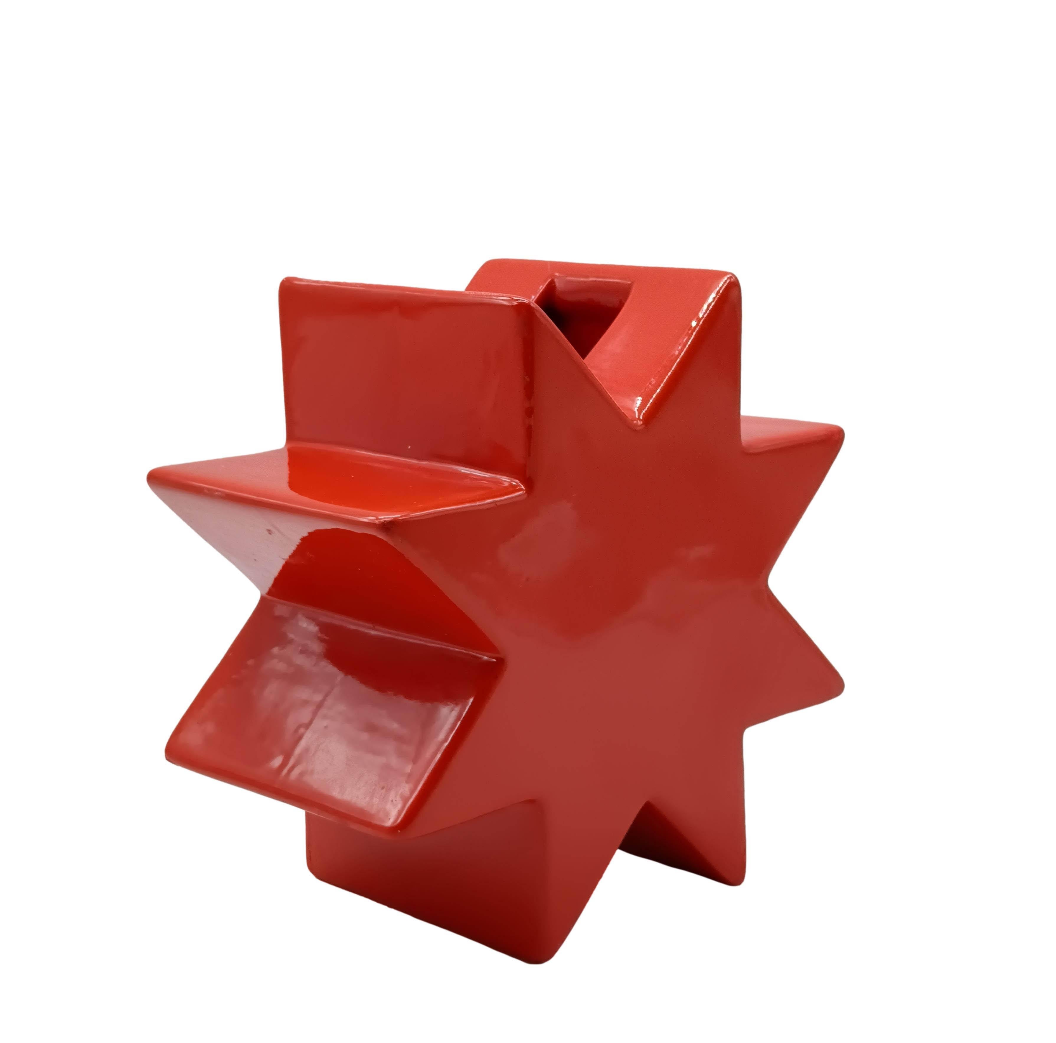 Mid-Century moderno Ettore Sottsass per Alessio Sarri Vaso in Ceramica Rossa 