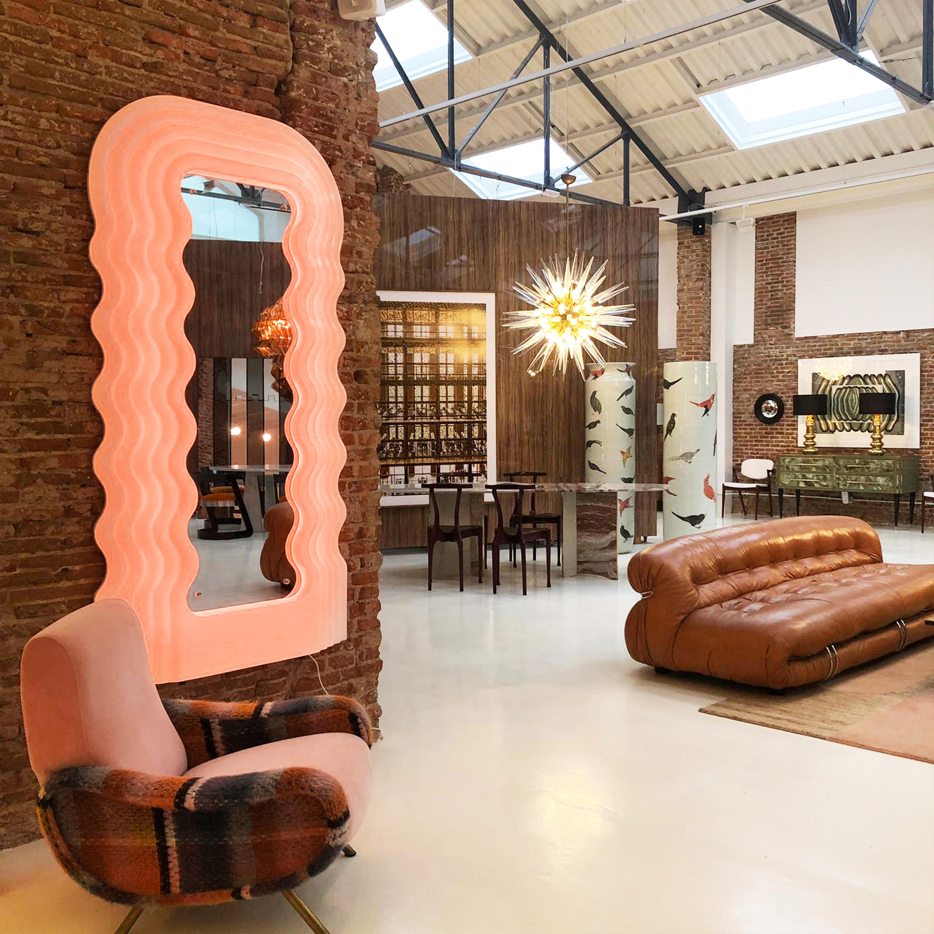 Modern Ettore Sottsass Perplex and Pink Neon Lamp 